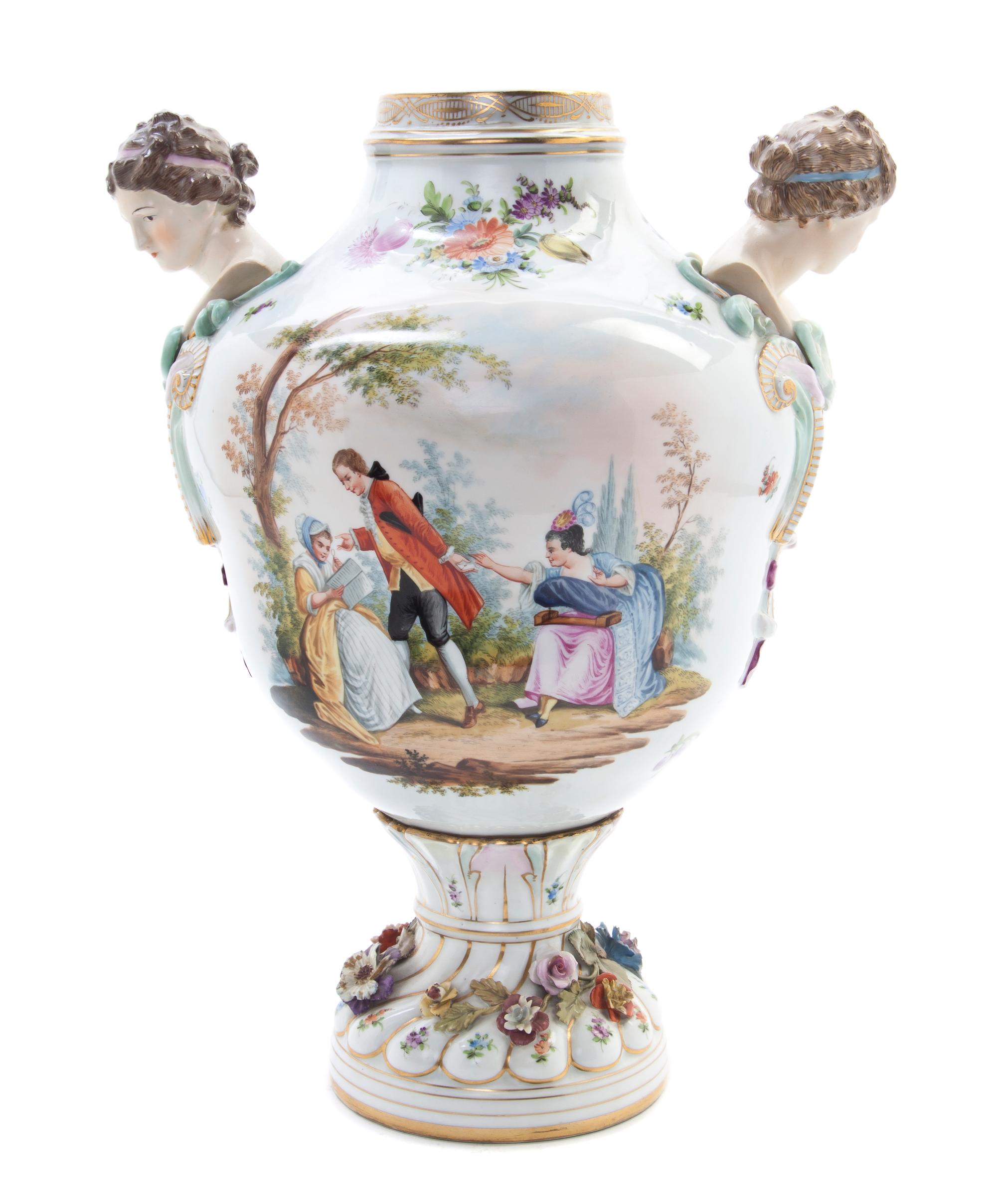A German Porcelain Urn, Carl Thieme (1816-1888), Height 17 inches.