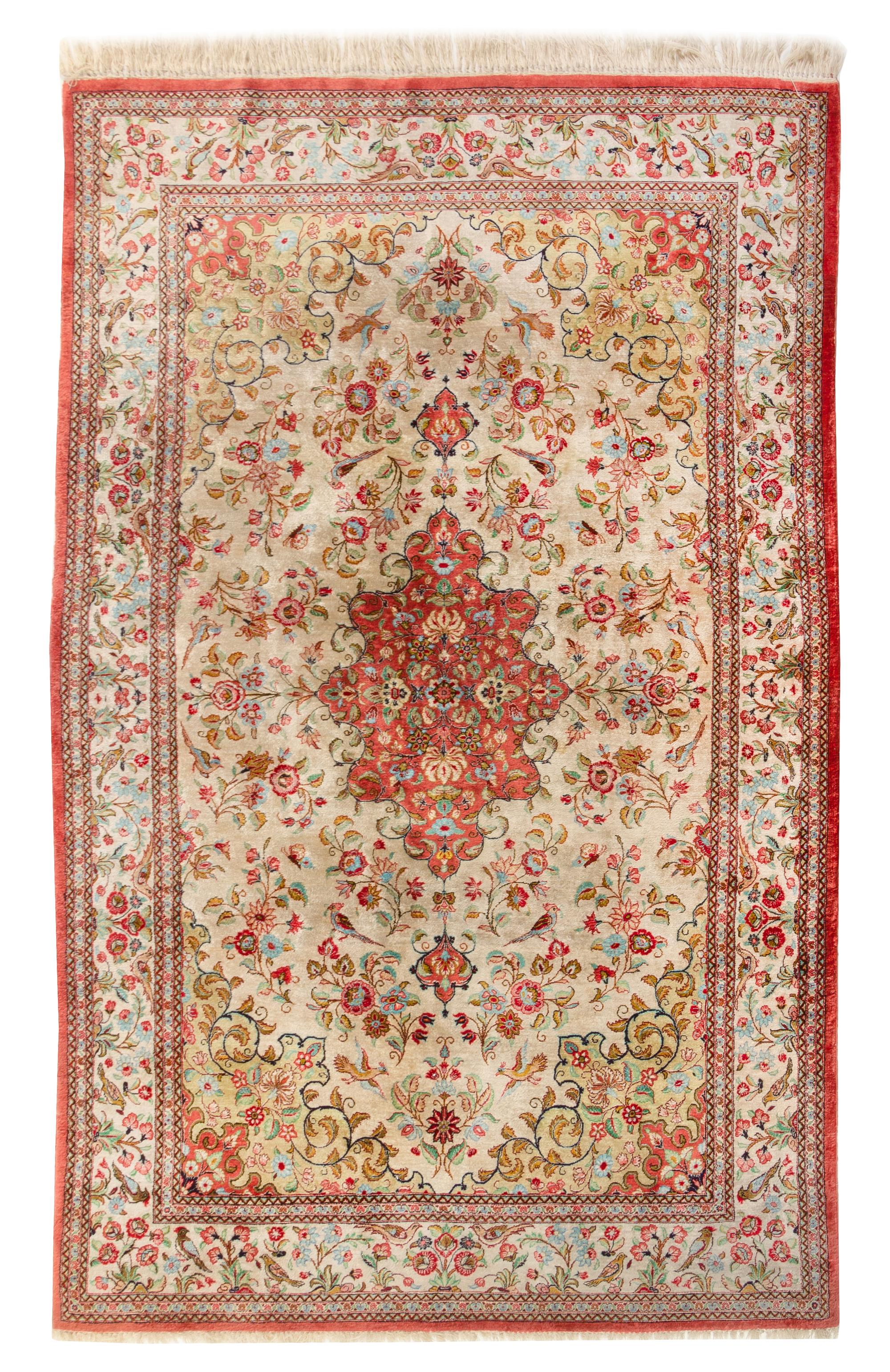 A Persian Silk Rug 6 feet 9 inches x 4 feet 3 inches. — 20TH CENTURY