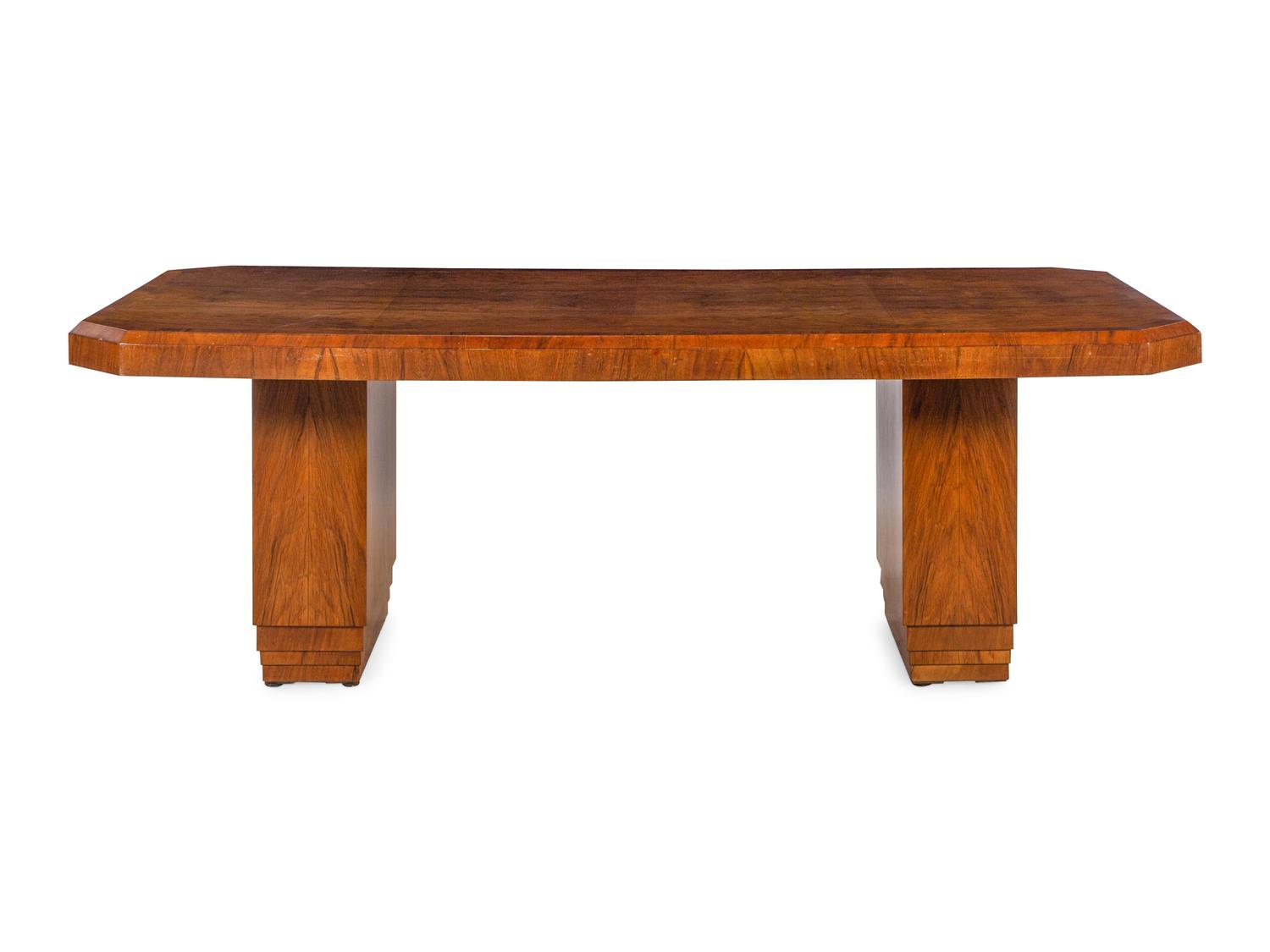 An Art Deco Walnut Dining Table