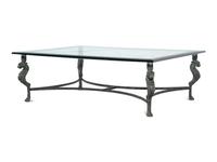 A Pompeiian Style Glass-Top Metal Low Table