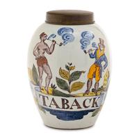 A Delft Polychrome Decorated Tobacco Jar