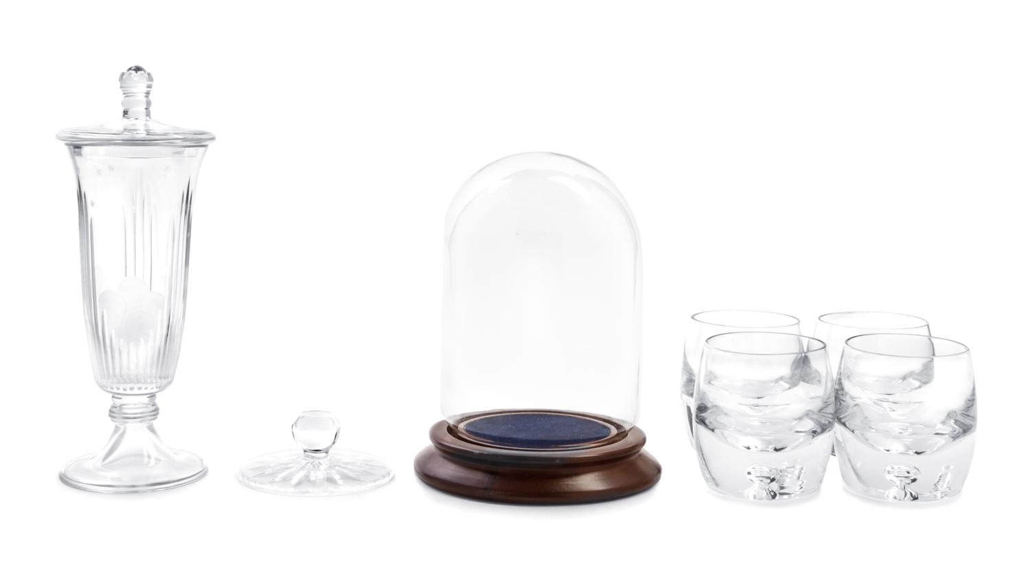 A Collection of Glass Articles Height of tallest 11 inches.