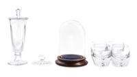 A Collection of Glass Articles Height of tallest 11 inches.