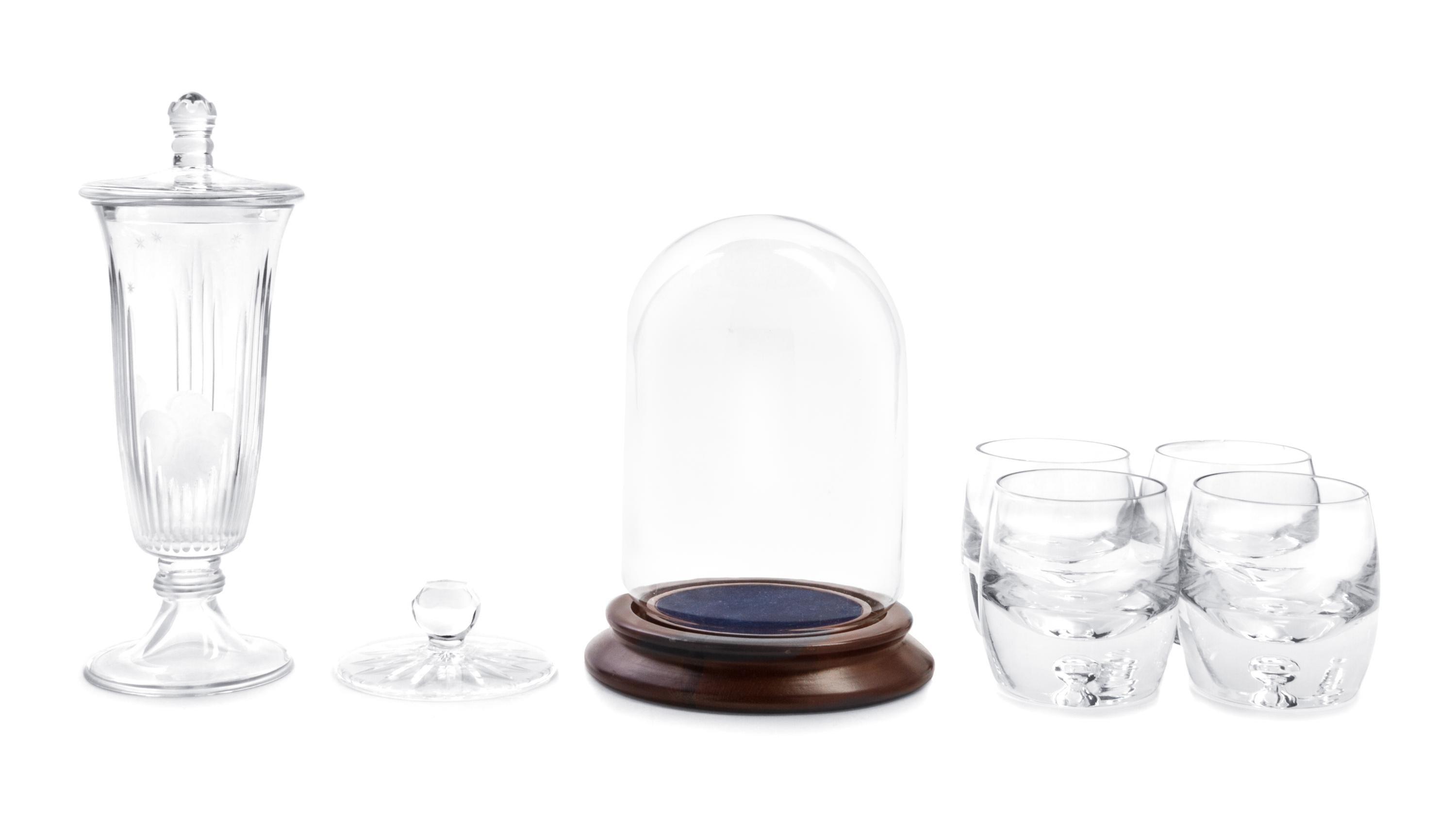 A Collection of Glass Articles Height of tallest 11 inches.
