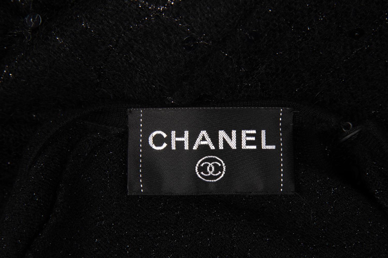Chanel Black Sequined Dress, Belt, and Scarf, Autumn 2004