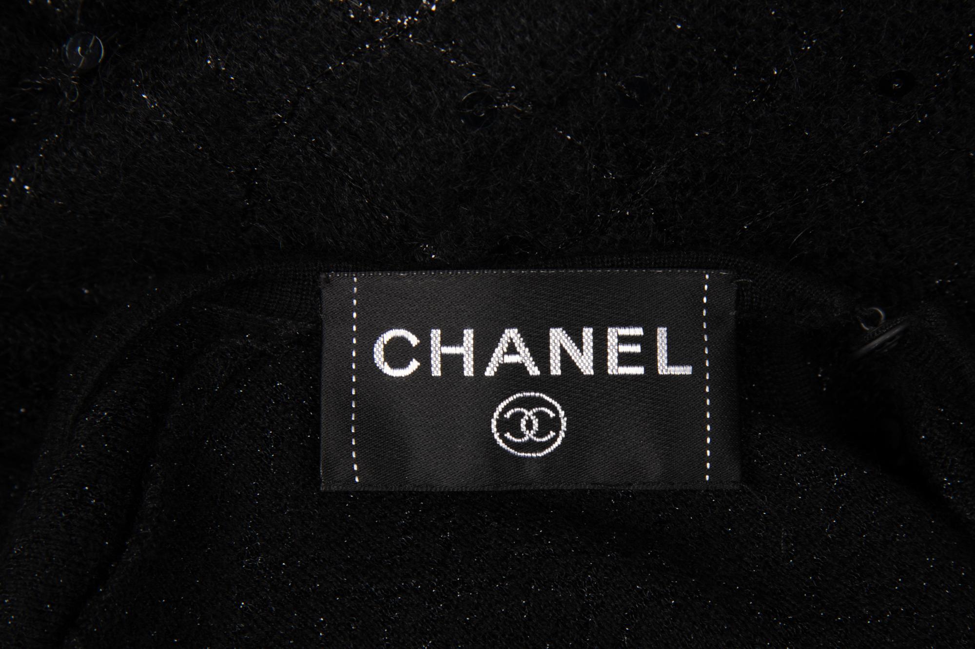 Chanel Black Sequined Dress, Belt, and Scarf, Autumn 2004