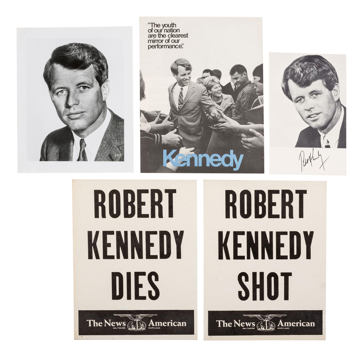 [POLITICS]. 5 items related to Robert F. Kennedy, incl. 2 posters announcing his death.