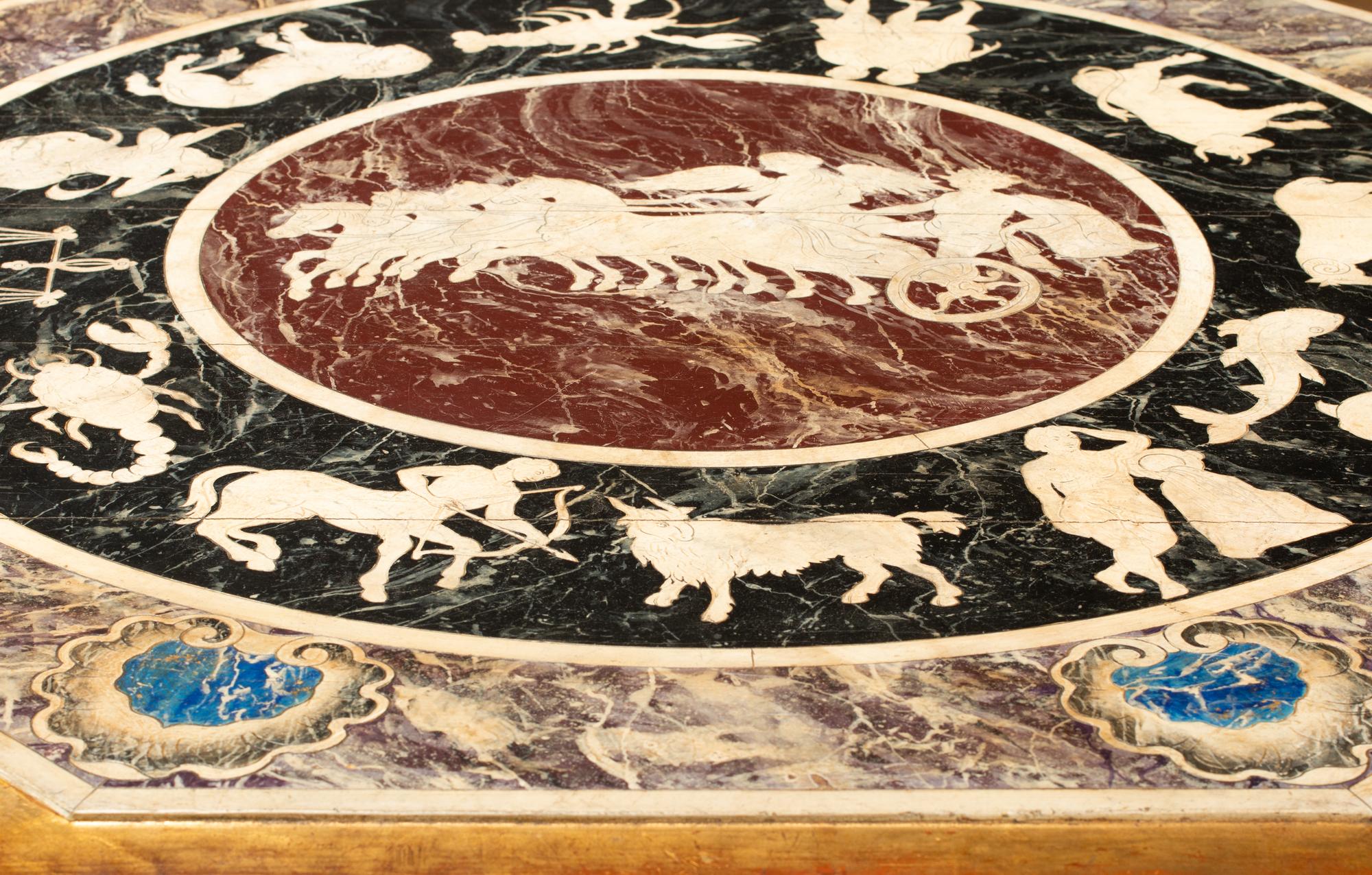 A Pair of Italian Grotto Style Painted and Parcel Gilt Tables