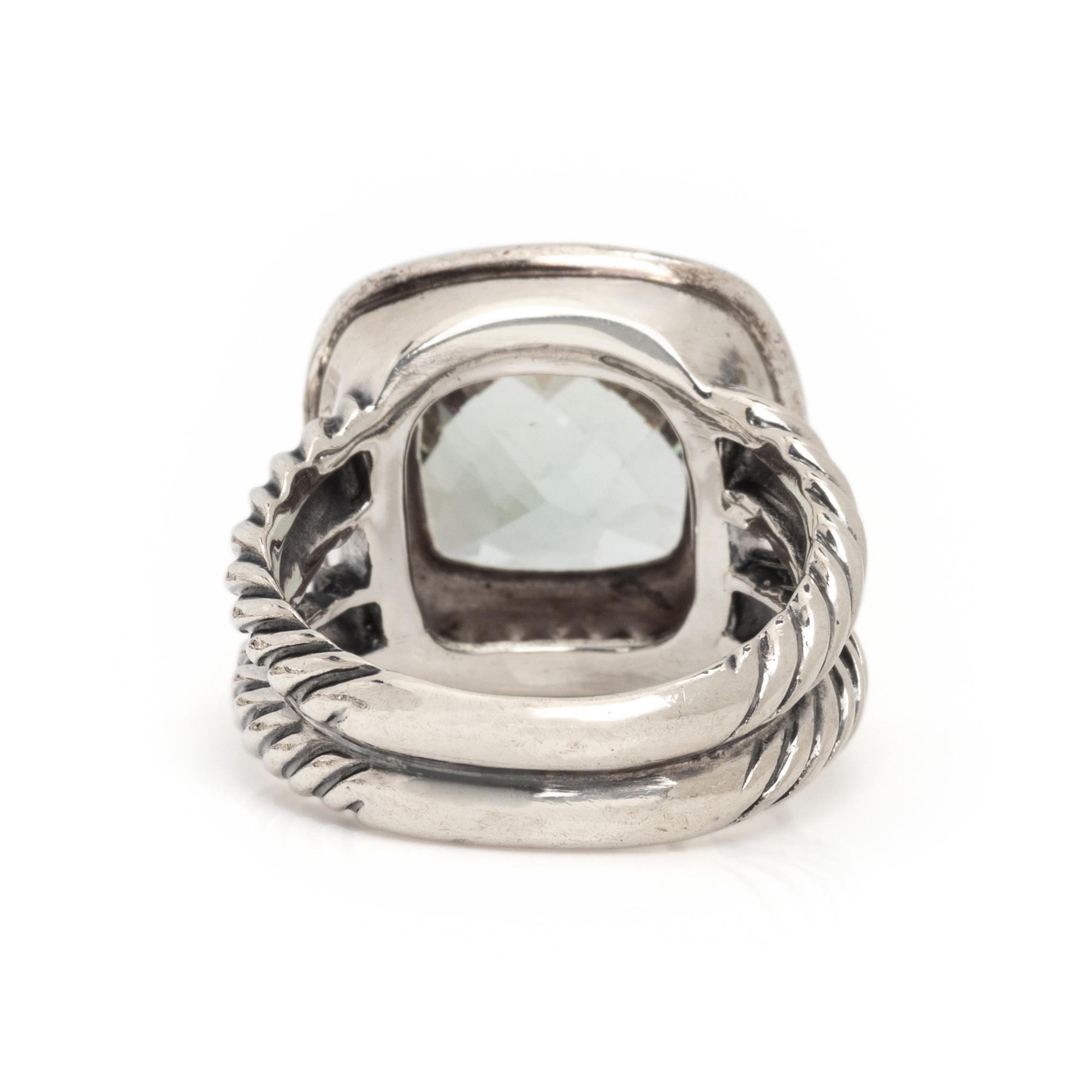 DAVID YURMAN, STERLING SILVER, PRASIOILITE AND DIAMOND RING