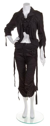 A Junya Wantanabe Black Cotton Parachute Ensemble, Jacket size S, pant size M.