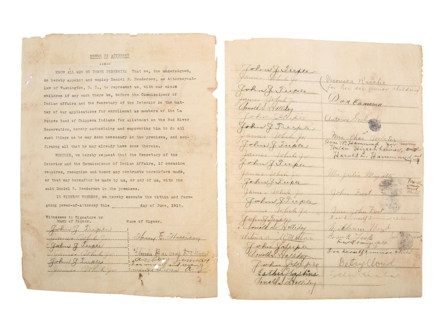 [NATIVE AMERICANS] -- [HENDERSON, Daniel B. (1862-1940)]. An archive of letters and documents mostly related to Henderson's work representing Native American interests, including: