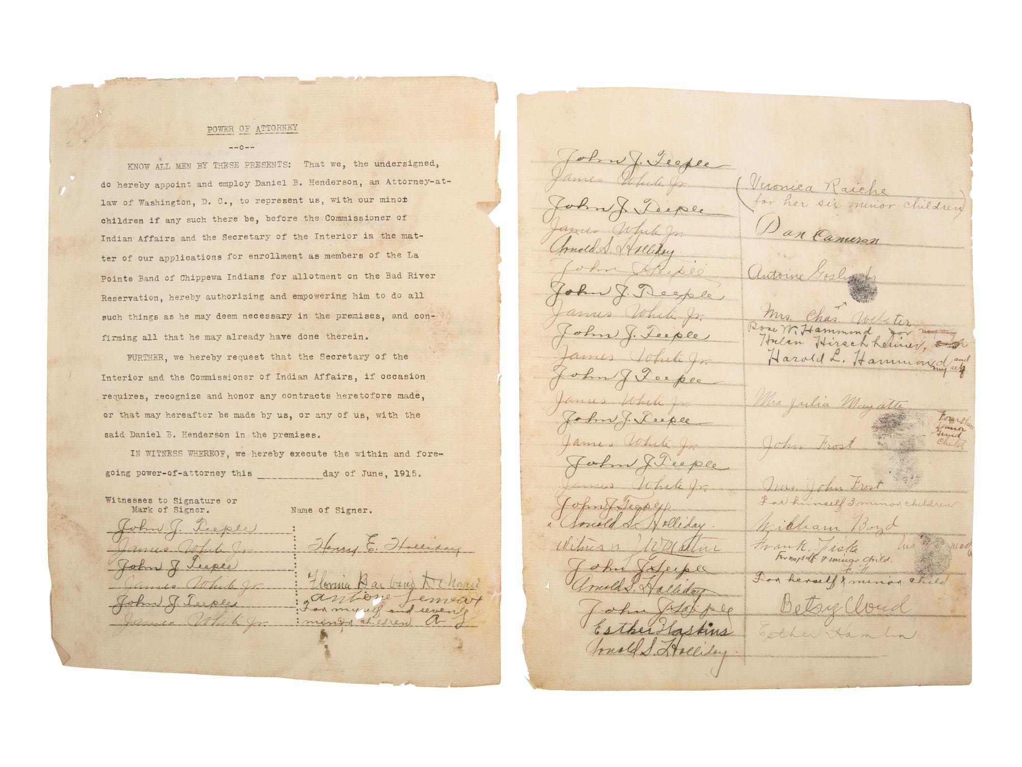 [NATIVE AMERICANS] -- [HENDERSON, Daniel B. (1862-1940)]. An archive of letters and documents mostly related to Henderson's work representing Native American interests, including: