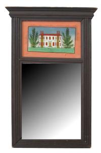 Small Federal mahogany and eglomisé looking glass 19th century