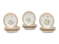 A Set of Twelve Royal Copenhagen Flora Danica Porcelain Bread Plates