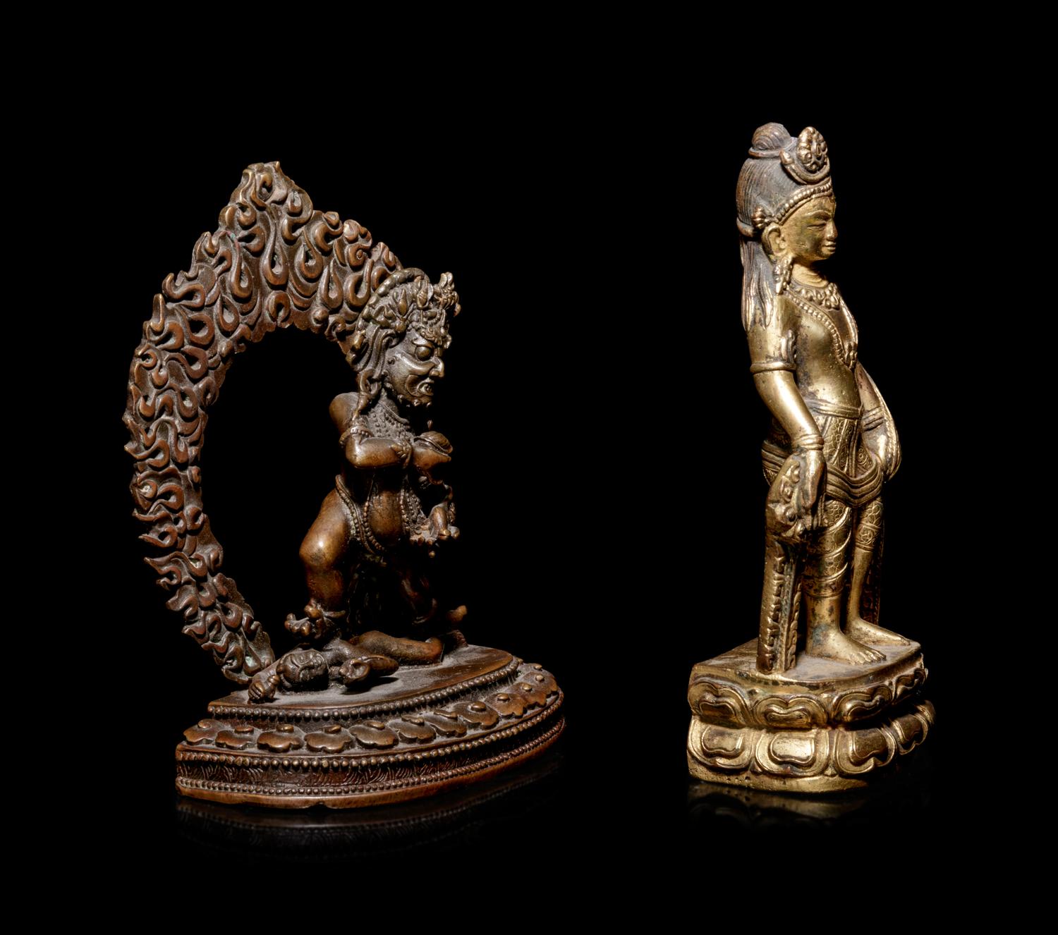 Two Sino-Tibetan Bronze Figures of Deities