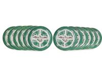 A Set Of Twelve Chinese Export Green Fitzhugh Eagle Decorated Plates