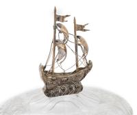A Pair of Continental Silver Mounted Cut Glass Vessels