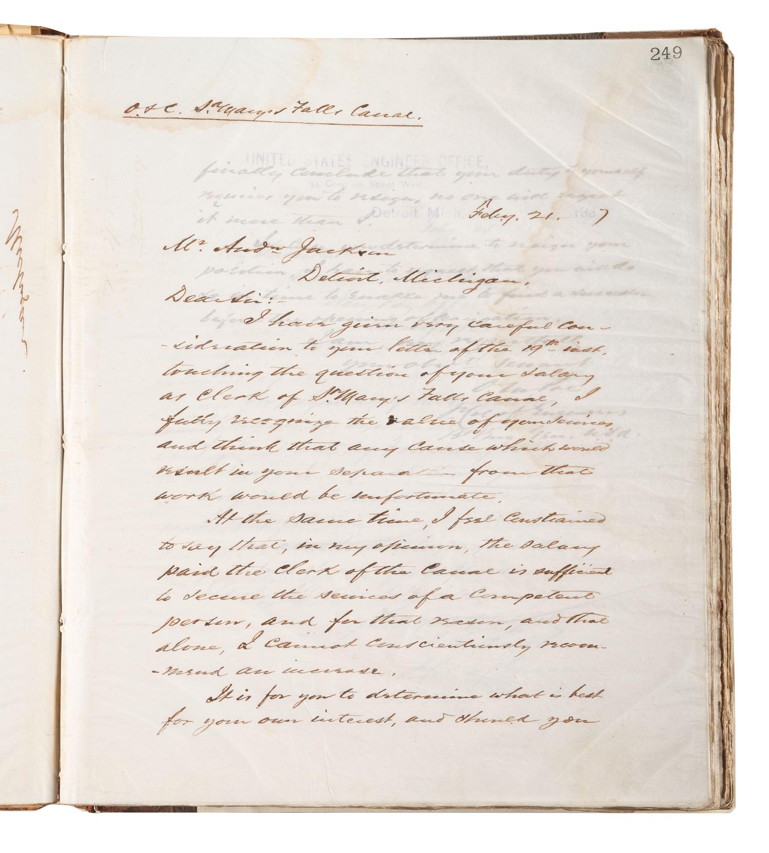 [ENGINEERING] -- [CIVIL WAR]. Group of 3 letterpress copybooks containing ca 1885-1895 correspondence of US Army officer and engineer Orlando Metcalf Poe (1832-1895).
