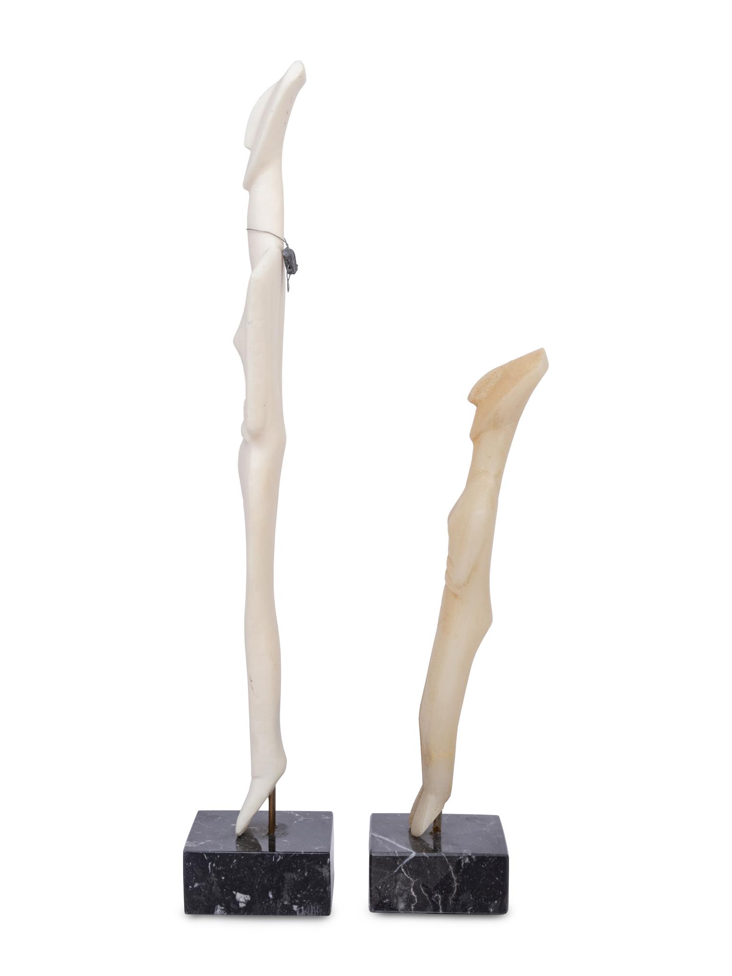 Two Carved White Marble Replica Cycladic Figures