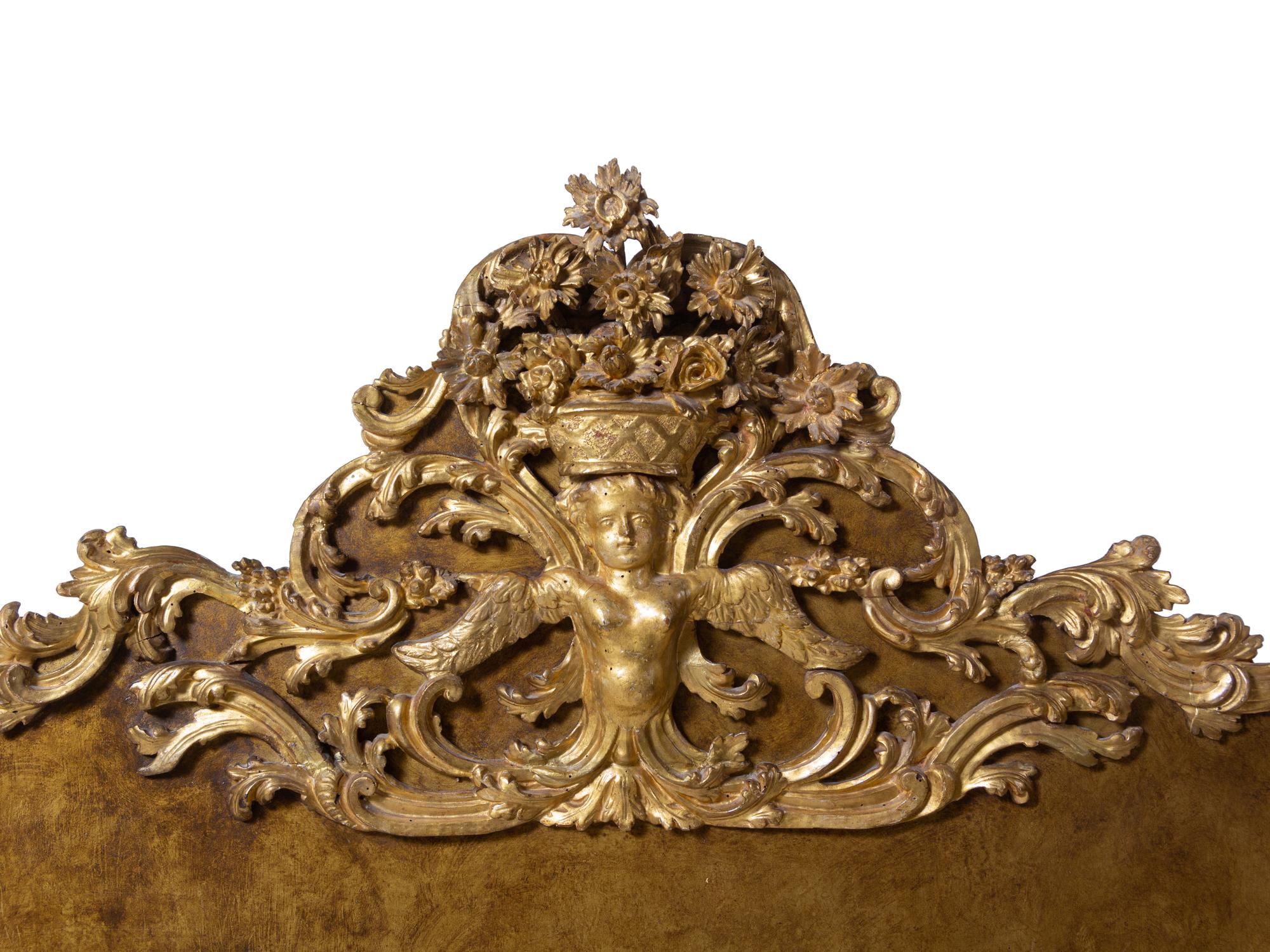 A Louis XV Style Carved Giltwood Headboard