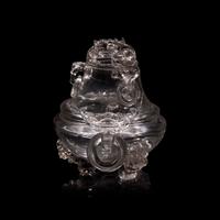 A Chinese Rock Crystal Censer and Openwork Cover, Early 20th Century 晚清-民國 水晶鏤空龍紋銜環三足香爐