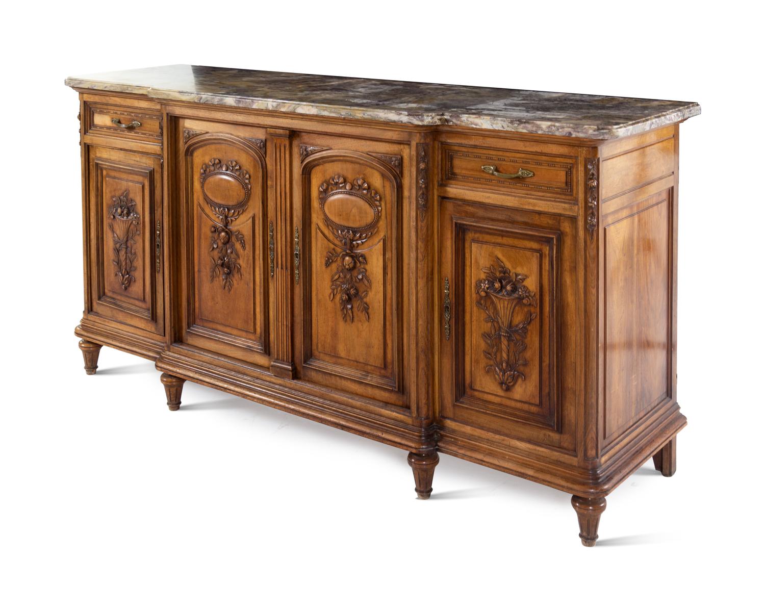 A Louis XVI Style Carved Walnut Server
