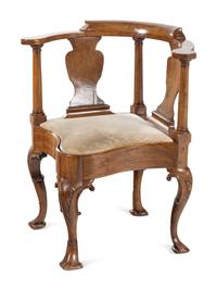 A George I Walnut Corner Chair