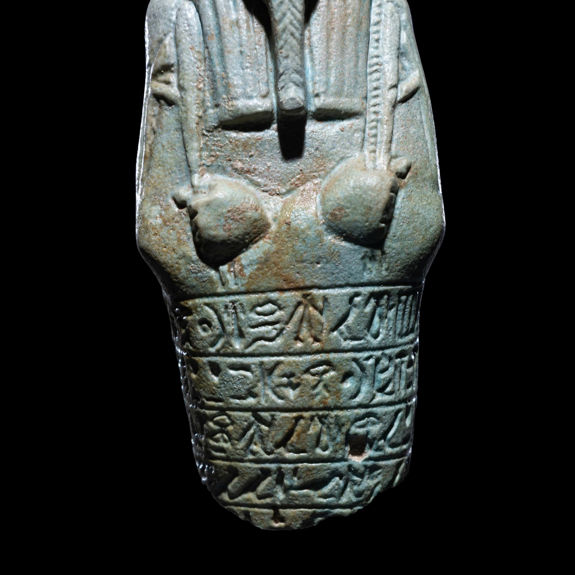 An Egyptian Faience Ushabti for Wah-Ib-Re-Sa-Neith