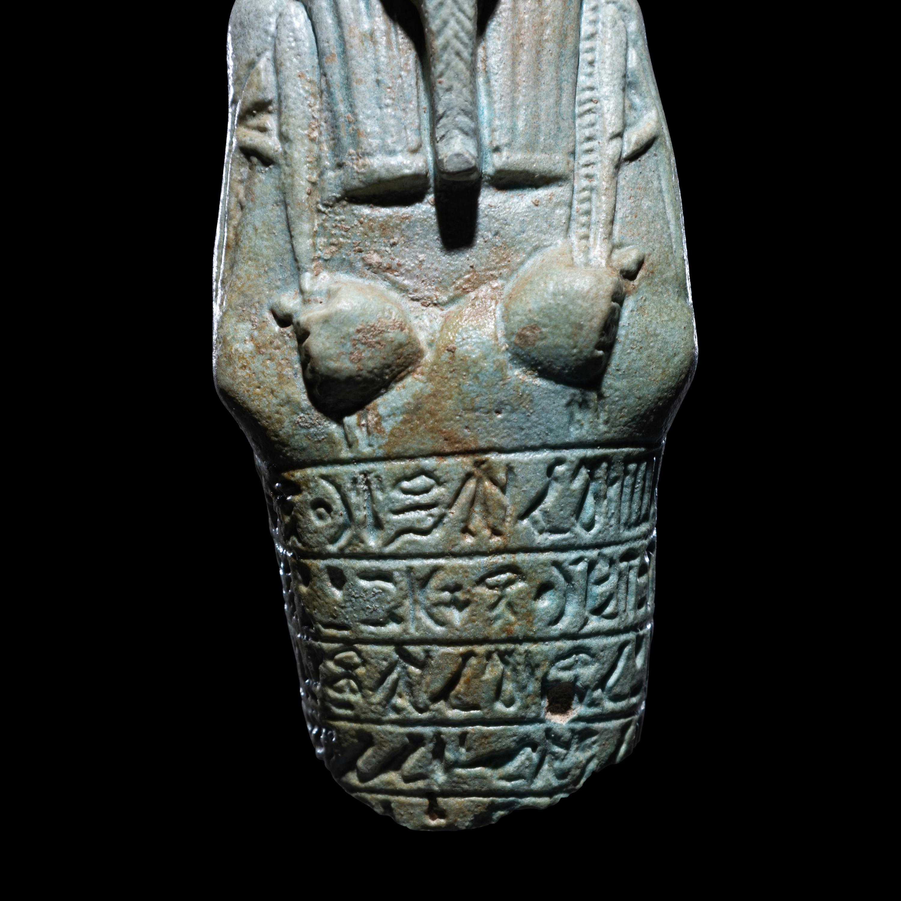 An Egyptian Faience Ushabti for Wah-Ib-Re-Sa-Neith