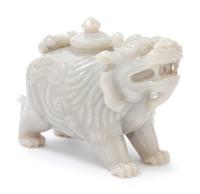 A Chinese Celadon Jadeite Beast-Form Water Dropper