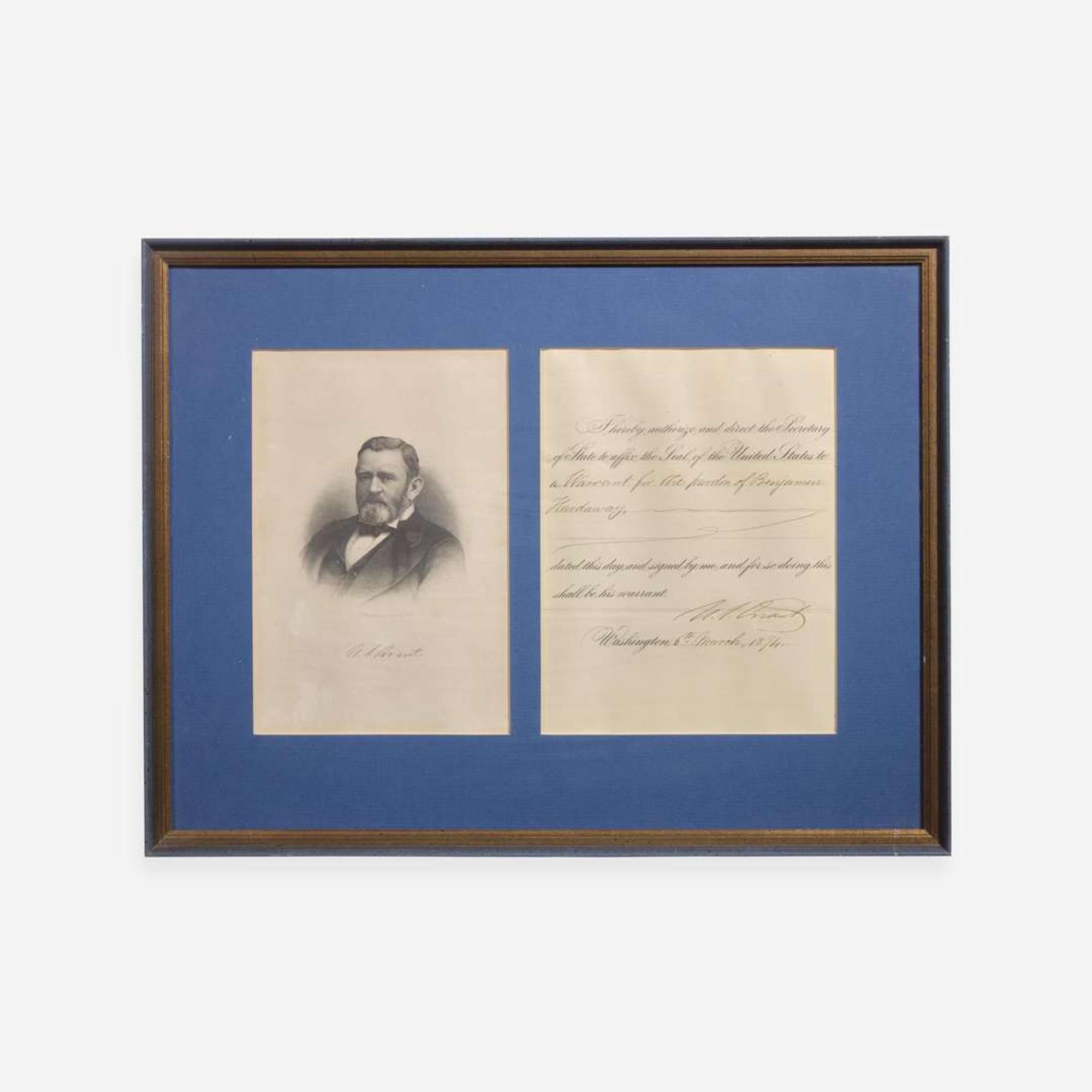 [Presidential] Grant, Ulysses S. Partially-Printed Document, signed