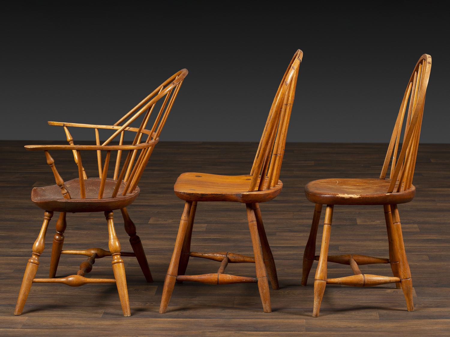 Eleven Primitive Windsor Chairs