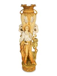 A Pair of Royal Dux Porcelain Figural Vases
