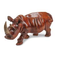 A Large Continental Carved Wood Rhinoceros