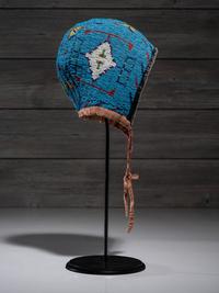 Sioux Child's Beaded Hide Bonnet