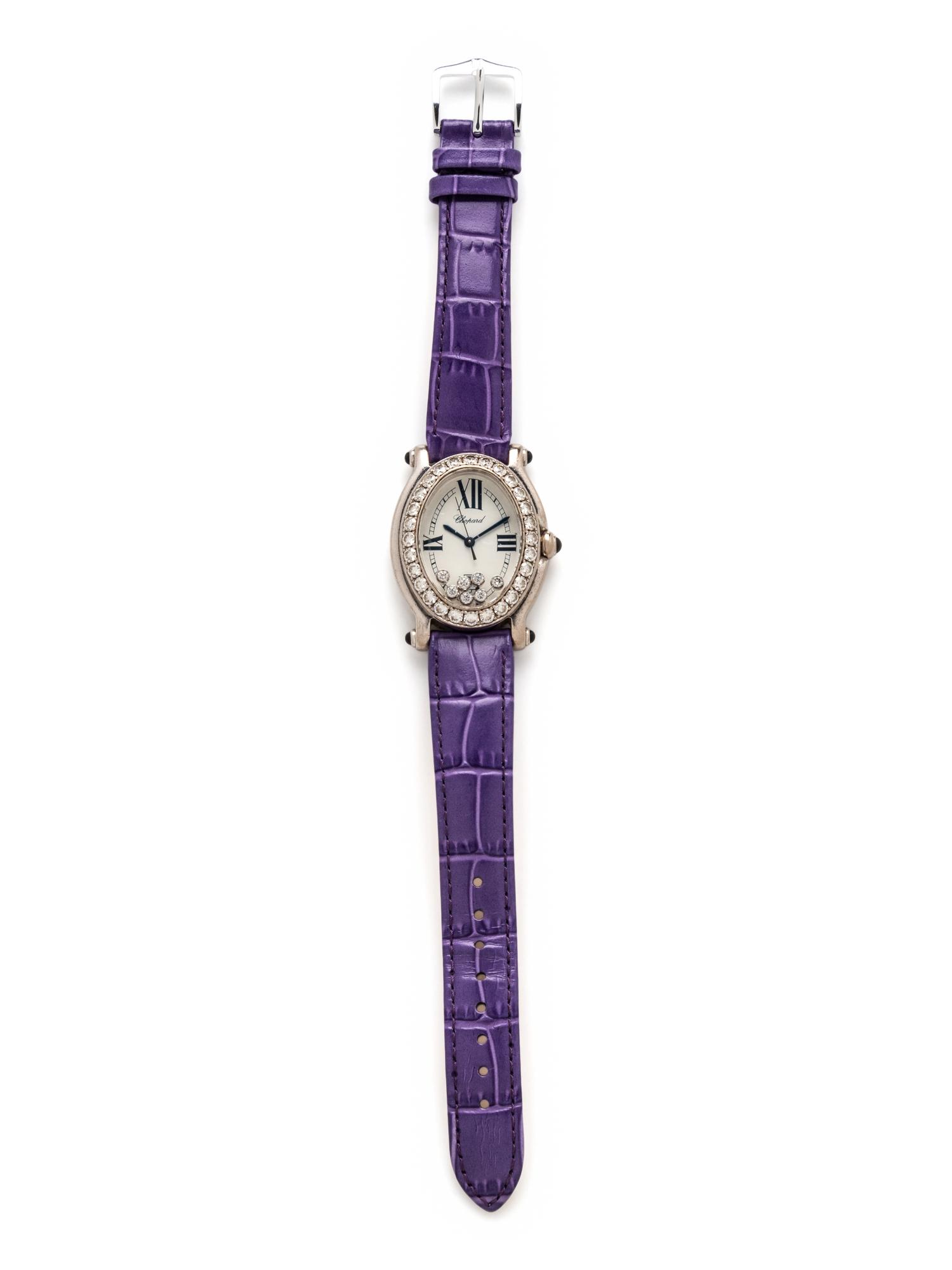 CHOPARD, WHITE GOLD AND DIAMOND 'HAPPY SPORT' WATCH