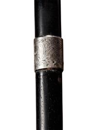 An English Silver Mounted Ebony Walking Stick