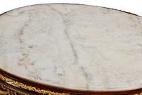 A Pair of Louis XVI Style Gilt Bronze Mounted Marble-Top Tables