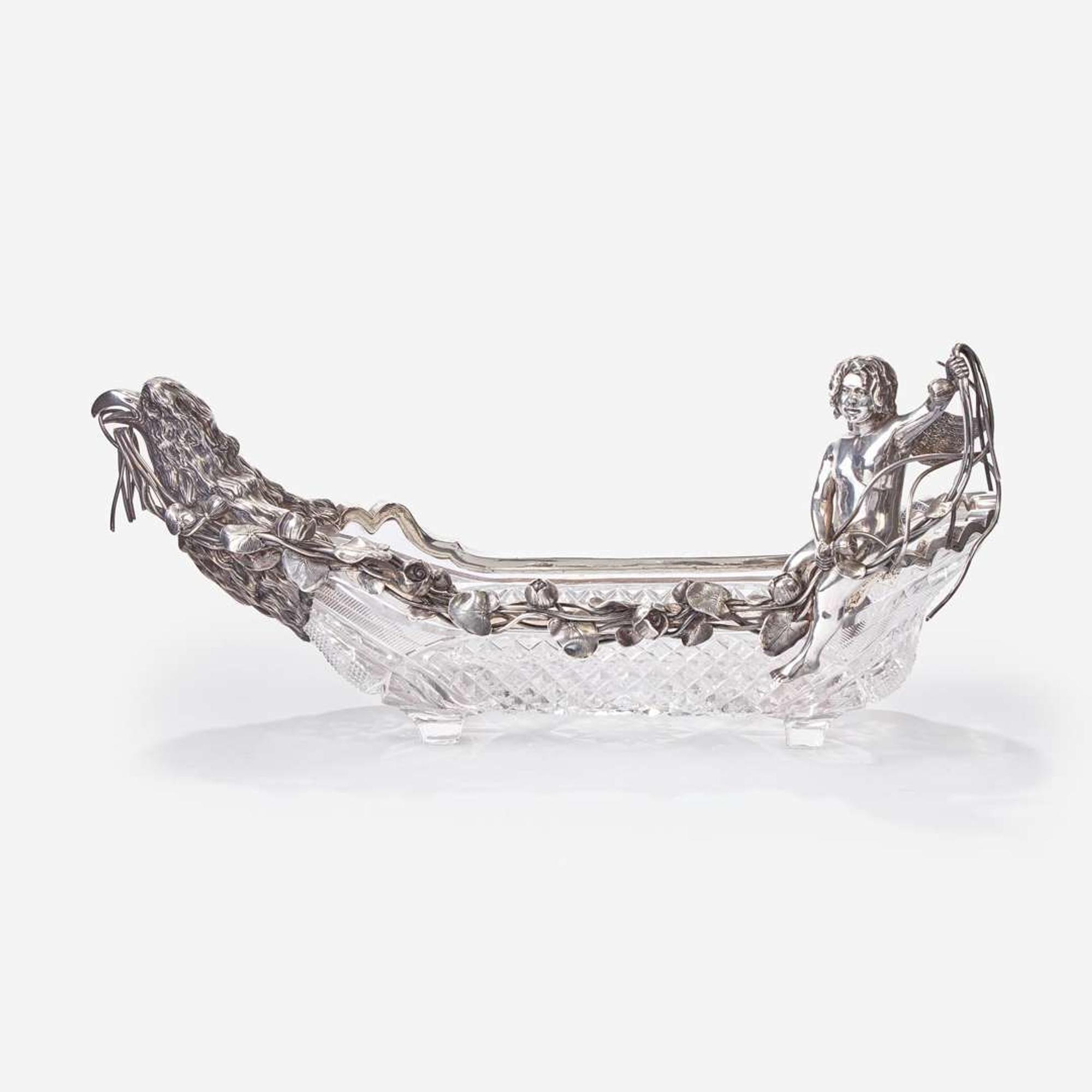 A Russian Silver-Mounted Cut Crystal Centerpiece circa 1900