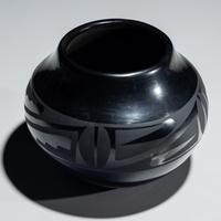 Blackware Pottery Jar, Gunmetal Finish