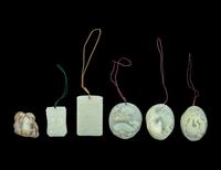 Six Chinese Celadon Jade Pendants