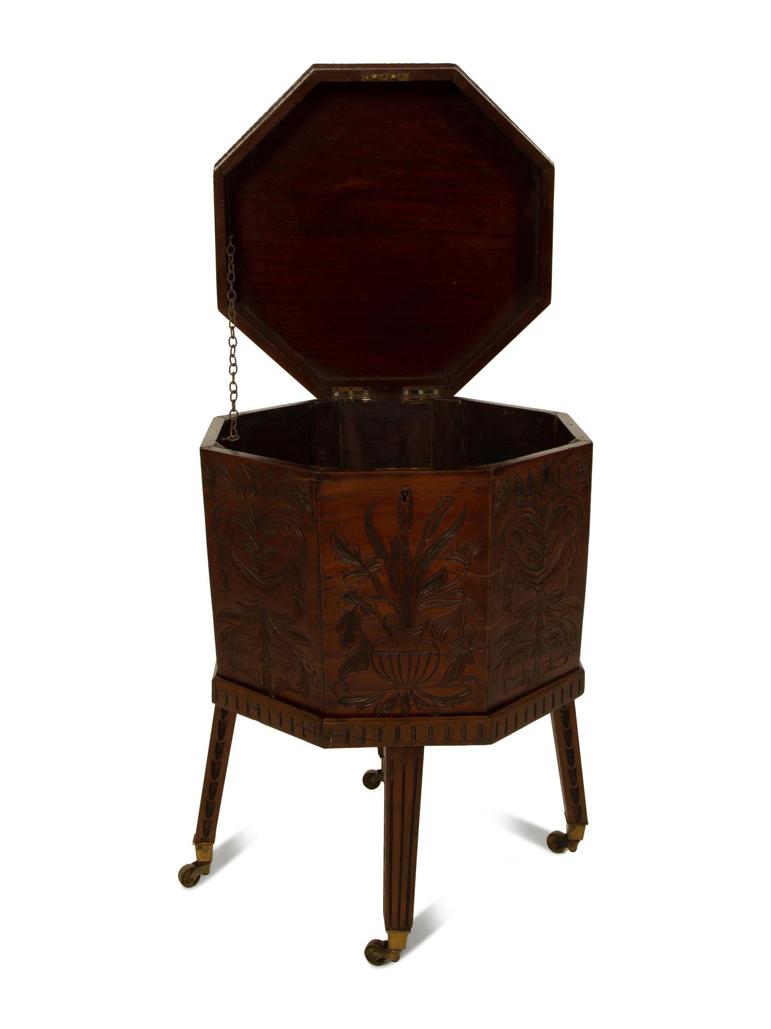 A Victorian Octagonal Carved Mahogany Cellerette — 19TH CENTURY