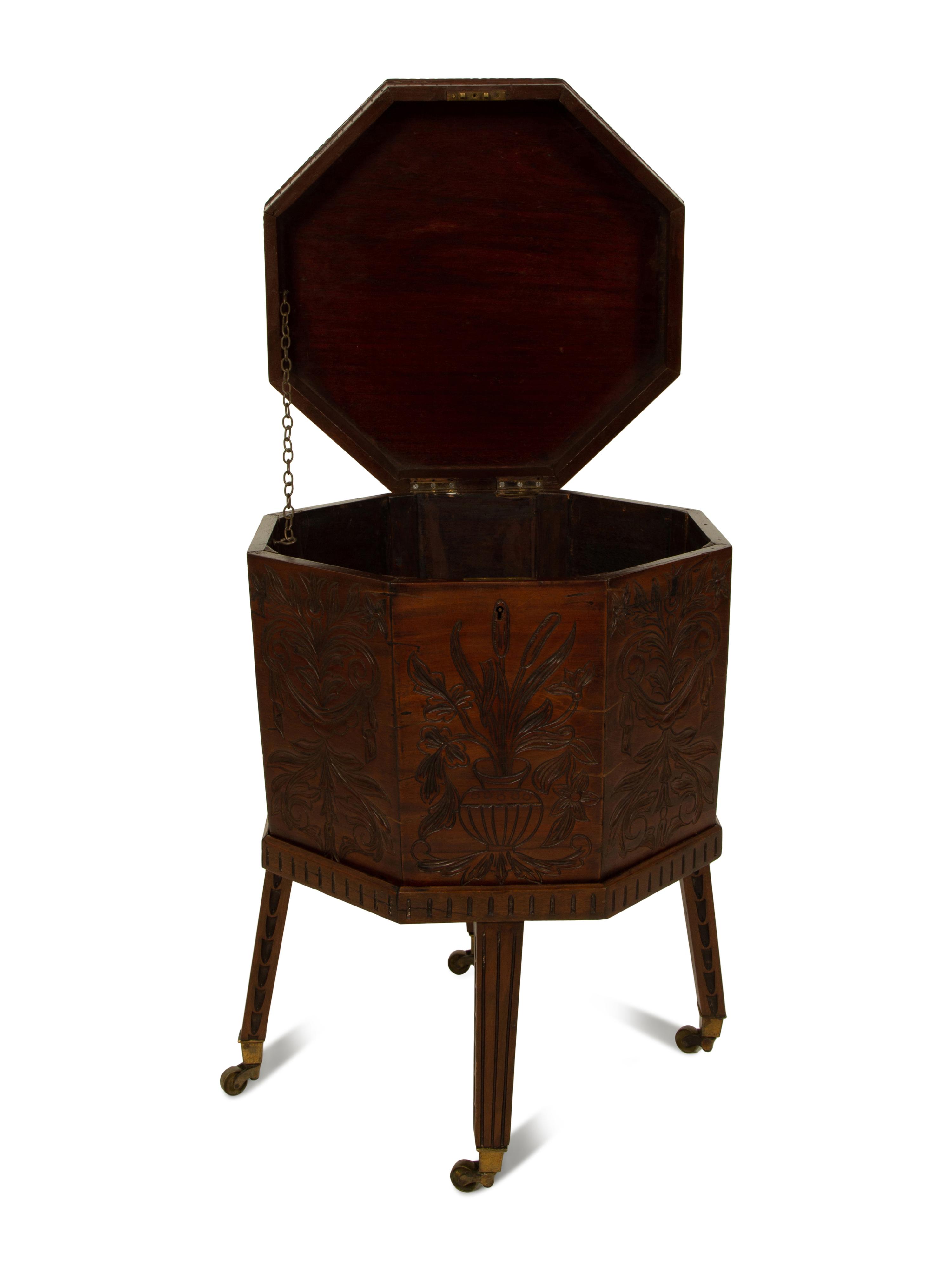 A Victorian Octagonal Carved Mahogany Cellerette — 19TH CENTURY
