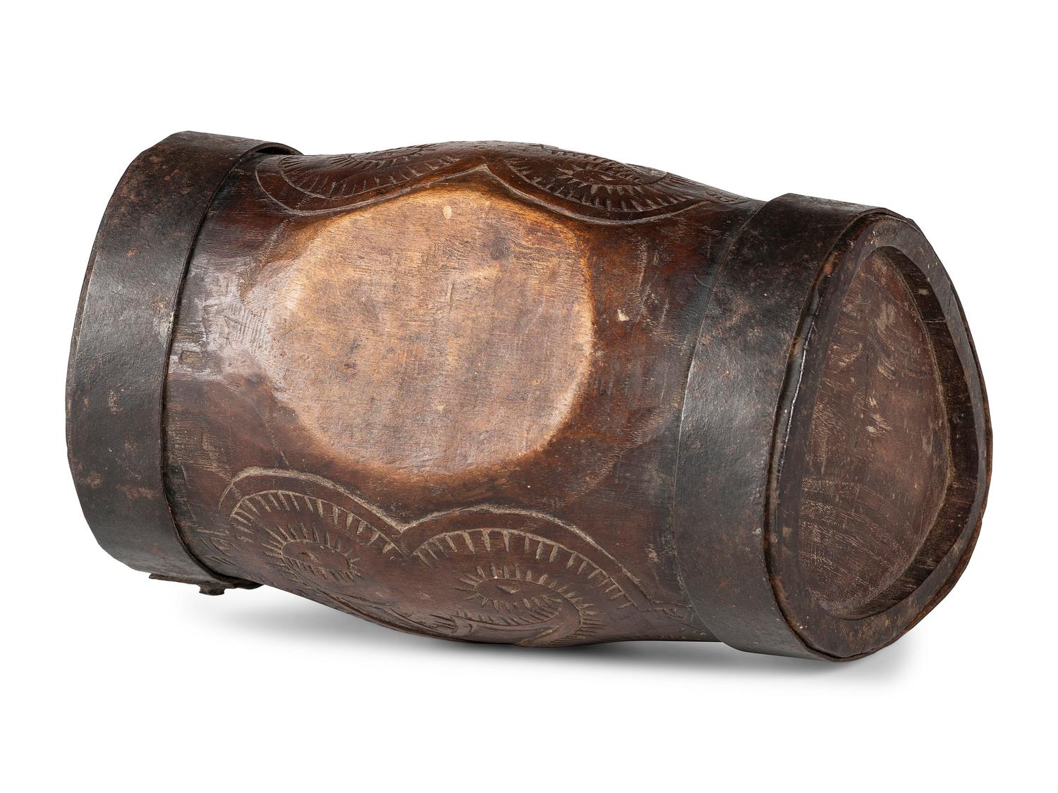 A Pennsylvania Dutch Carved Wood Canteen