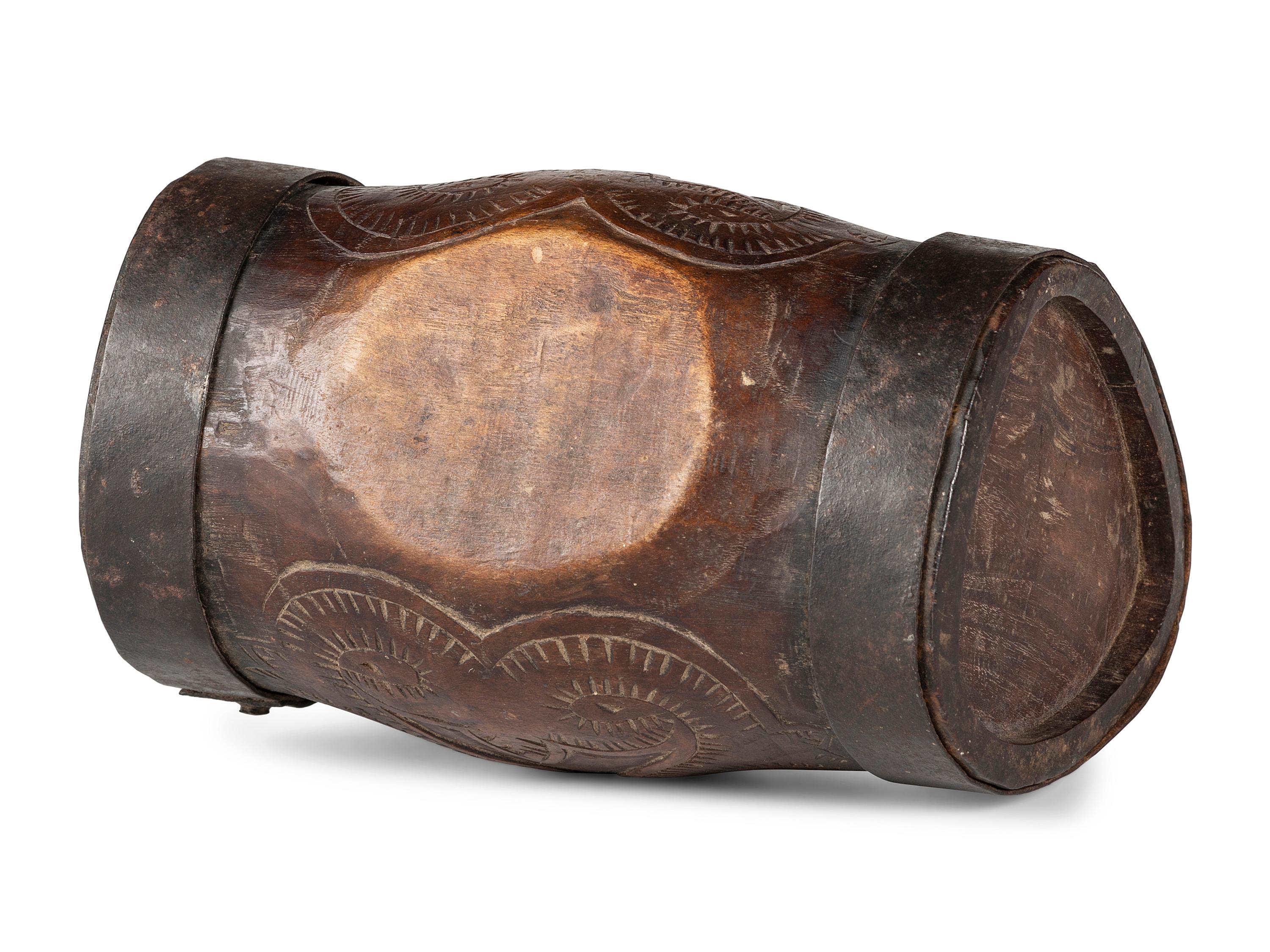A Pennsylvania Dutch Carved Wood Canteen