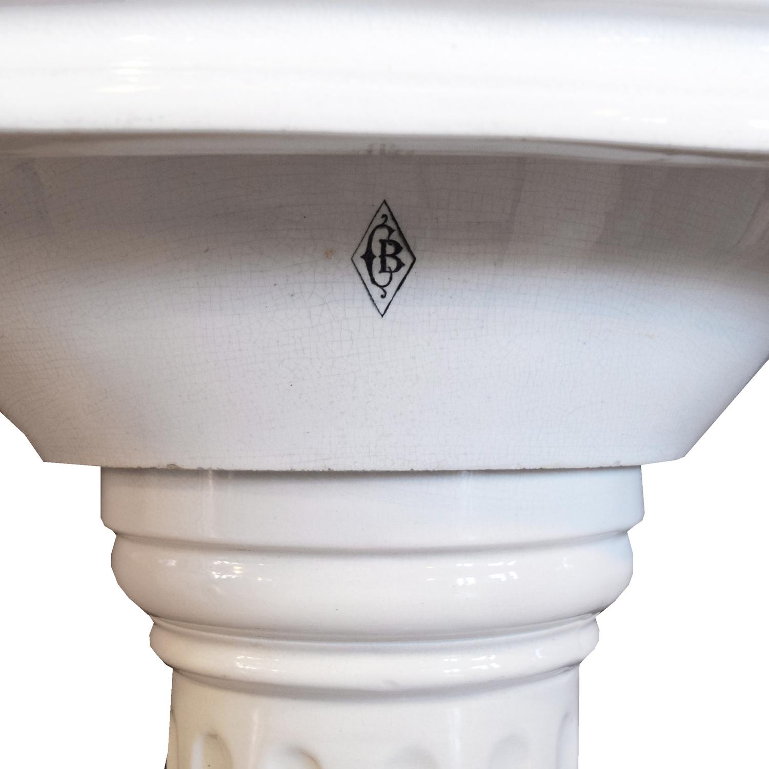 A Porcelain Pedestal Sink 38" W x 27" D x 32.5" H — France, Circa 1900
