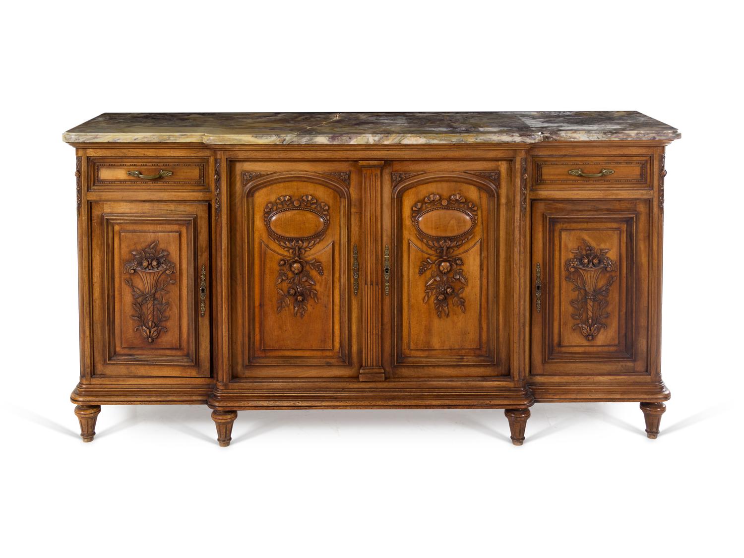 A Louis XVI Style Carved Walnut Server