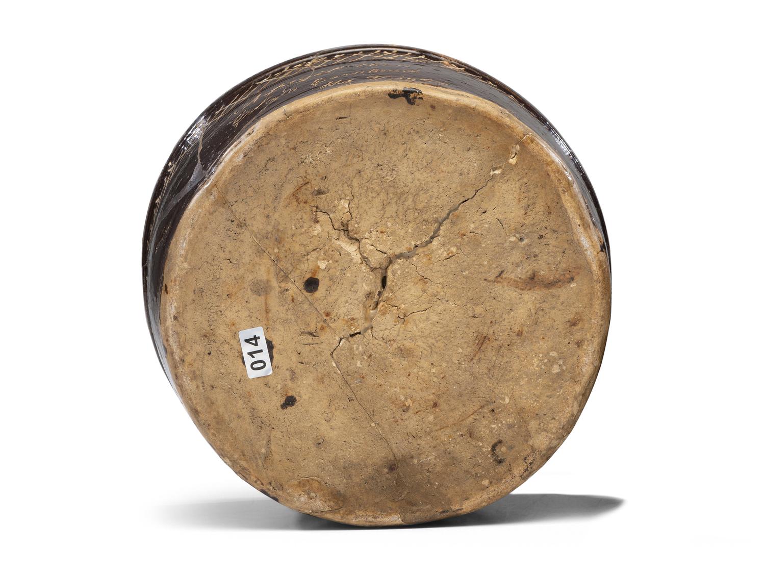 An Incised Albany Slip Presentation Butter Tub