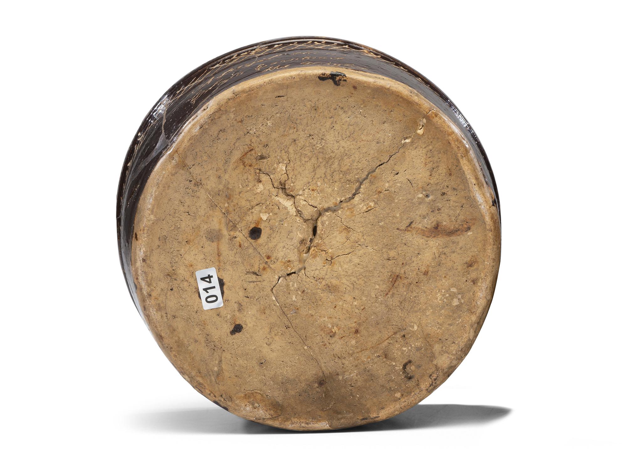 An Incised Albany Slip Presentation Butter Tub