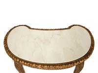 A Pair of Continental Giltwood Marble-Top Reniform Side Tables — 20th Century
